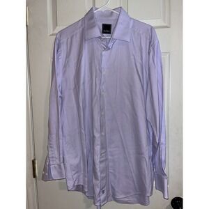 David Donahue Mens Dress Button-Up Purple Fine Polka Dot Size 17.5 34/35